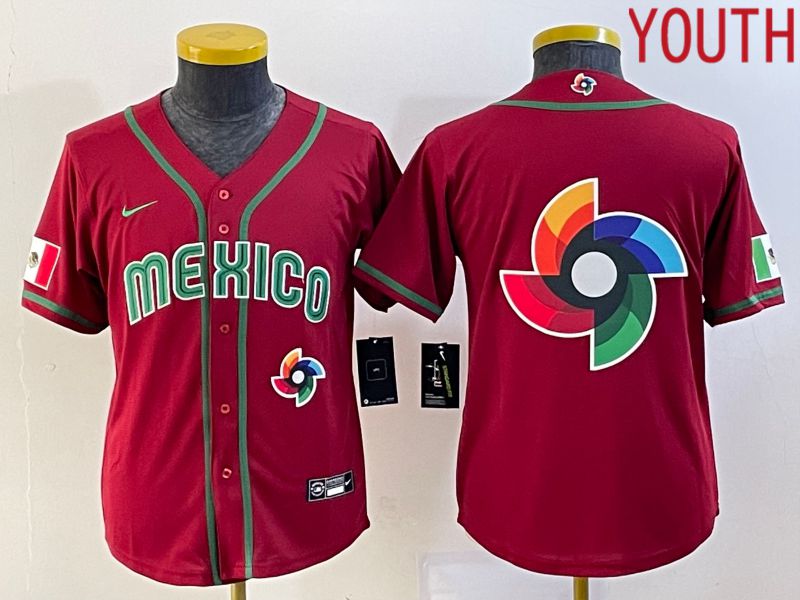 Youth 2023 World Cub Mexico Blank Red Nike MLB Jersey6->youth mlb jersey->Youth Jersey